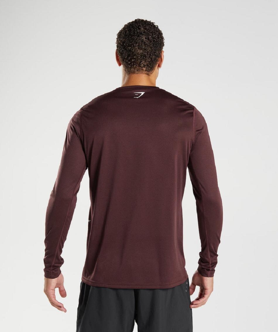 Long Sleeve Gymshark Deporte Hombre Burdeos Negras | CO 3479HAP